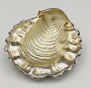 Gorham antique sterling shell shaped dish applied shell feet